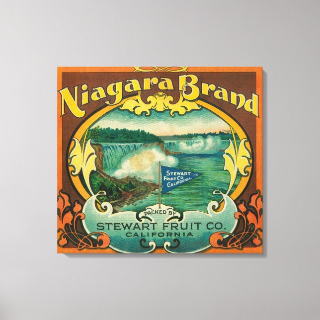 Niagra Orange Label Canvas Print (Front)