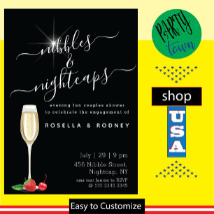 Nibbles and Nightcaps 🌙 Couples Shower Invitation