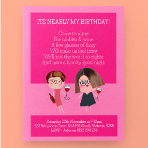 Nibbles & Wine Birthday  Invitation Postcard