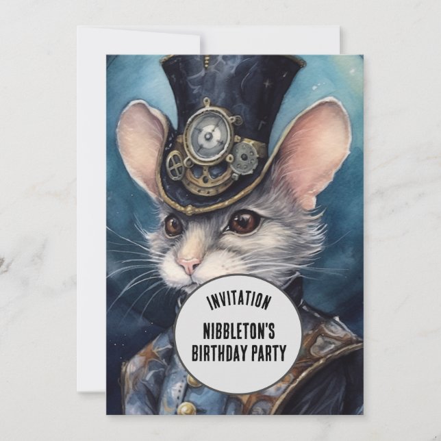 Nibbleton Steampunk Animal Custom name Invitation (Front)