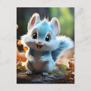 Nibbly - the blue squirrel holiday postcard