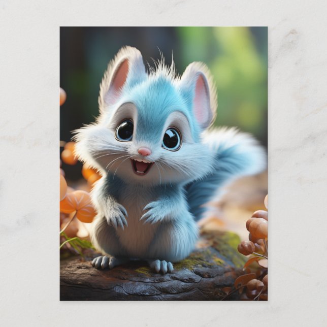 Nibbly - the blue squirrel holiday postcard (Front)
