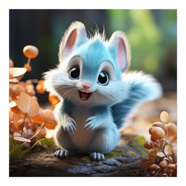 Nibbly - the blue squirrel photo print (Front)