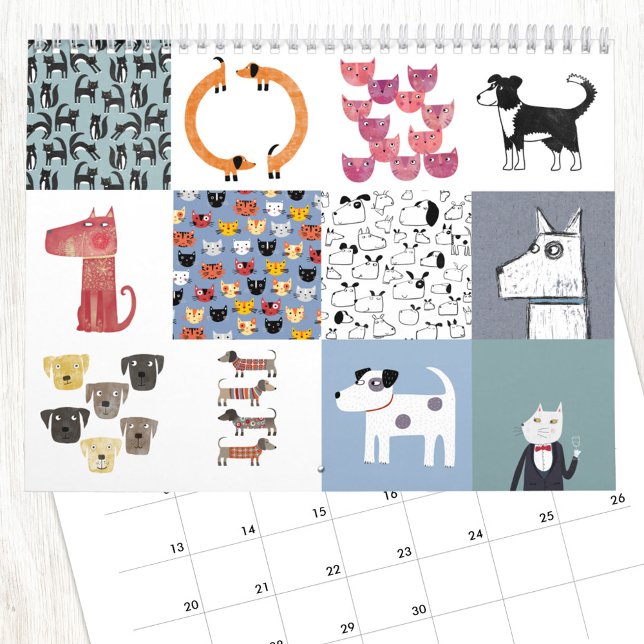 Nic Squirrell Quirky Cats and Dogs Calendar (Fun Cats and Dogs calendar with original art by NIc Squirrell)
