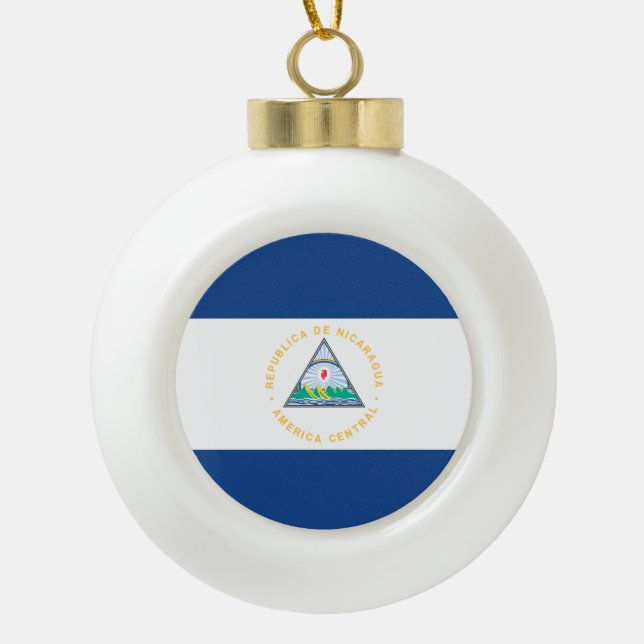 Nicaragua Ceramic Ball Christmas Ornament (Front)