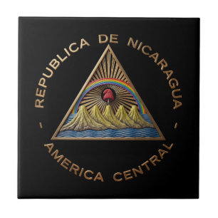 Nicaragua country flag symbol emblem coat arms emb tile