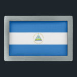 Nicaragua Flag Belt Buckle<br><div class="desc">Patriotic flag of Nicaragua.</div>