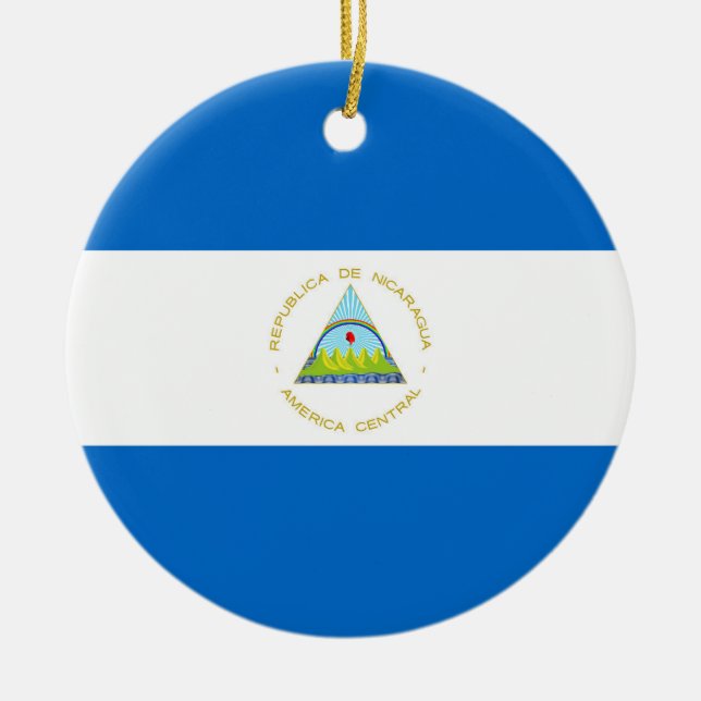 Nicaragua flag ceramic tree decoration (Front)