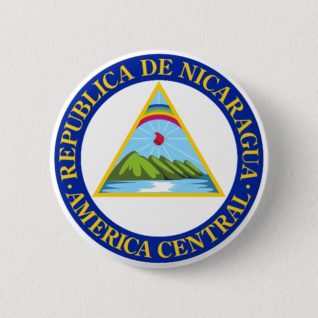NICARAGUA -  flag/emblem/coat of arms/symbol 6 Cm Round Badge (Front)