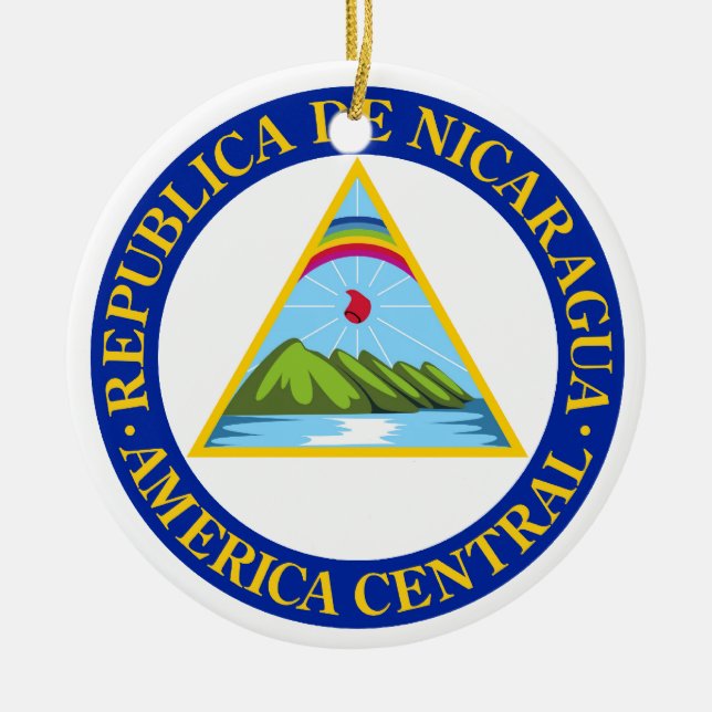 NICARAGUA -  flag/emblem/coat of arms/symbol Ceramic Tree Decoration (Front)