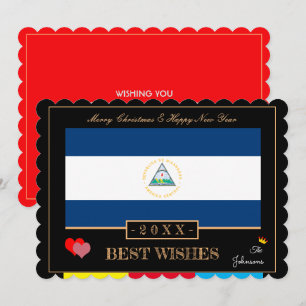 Nicaragua Flag & Happy New Year/Best Wishes art Holiday Card