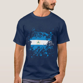 Nicaragua Flag Ink Splatter T-Shirt