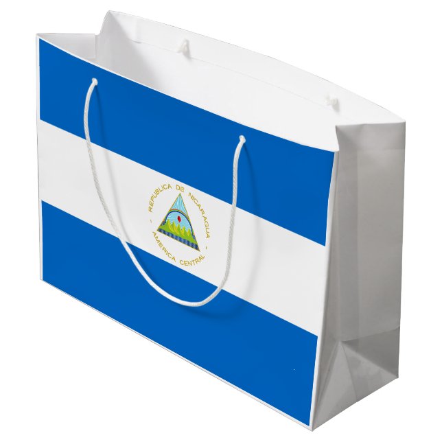 Nicaragua Flag Large Gift Bag (Back Angled)
