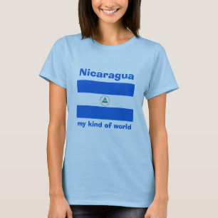 Nicaragua Flag + Map + Text T-Shirt