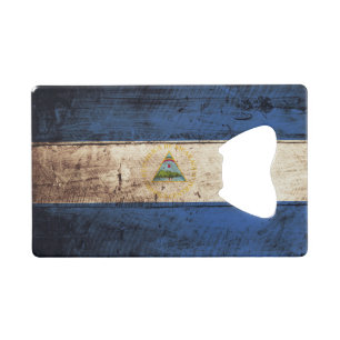 Nicaragua Flag on Old Wood Grain