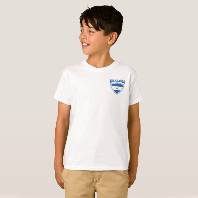Nicaragua Flag Shield T-Shirt (Front Full)