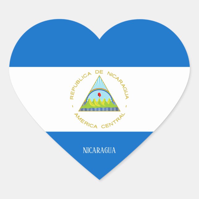 Nicaragua Flag Splendid Patriotic Heart Sticker (Front)