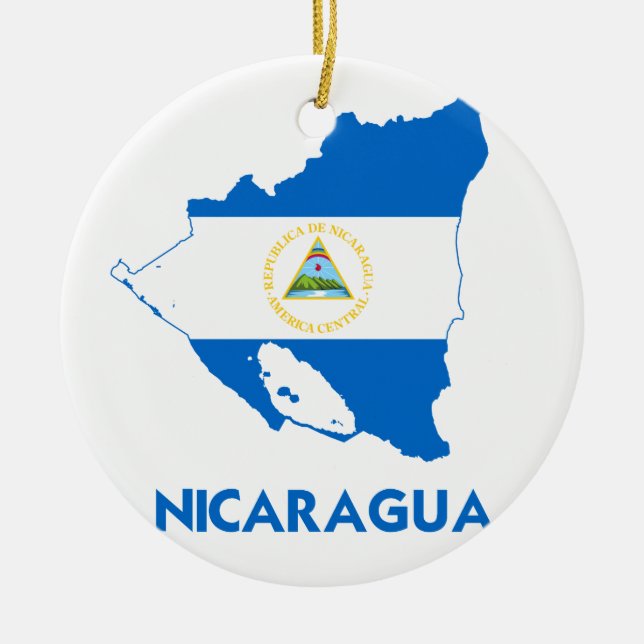 NICARAGUA MAP CERAMIC TREE DECORATION (Front)