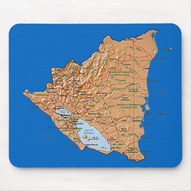 Nicaragua Map Mousepad (Front)