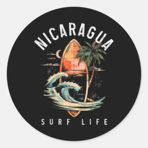 Nicaragua Nica Surf Vintage Surfing Surfer Classic Round Sticker