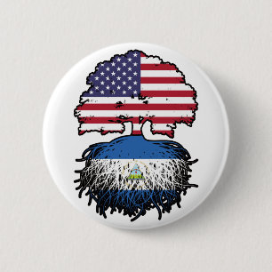 Nicaragua Nicaraguan American USA Tree Roots Flag 6 Cm Round Badge