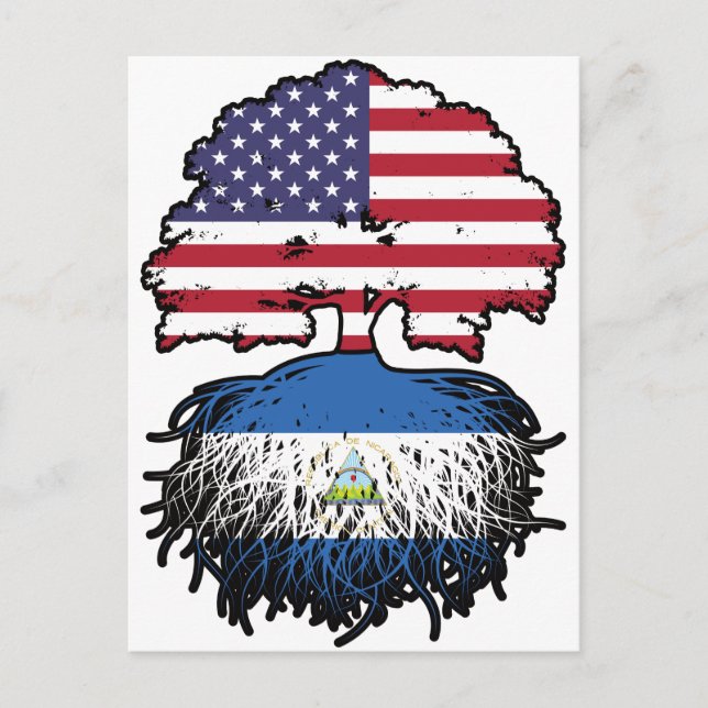 Nicaragua Nicaraguan American USA Tree Roots Flag Postcard (Front)