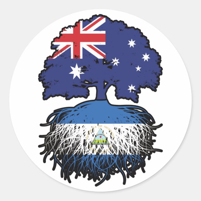 Nicaragua Nicaraguan Australian Australia Tree Classic Round Sticker (Front)