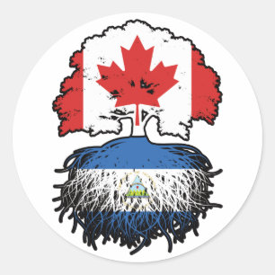 Nicaragua Nicaraguan Canadian Canada Tree Roots Classic Round Sticker