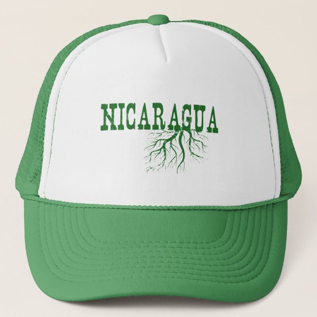 Nicaragua Rooted Tree Roots Nicaraguan Word Art Trucker Hat (Front)