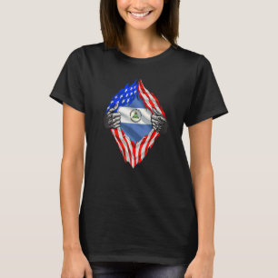Nicaragua Roots USA Flag Patriotic Nicaraguan Heri T-Shirt
