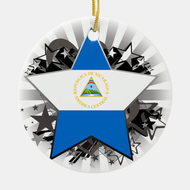 Nicaragua Star Ceramic Tree Decoration (Front)