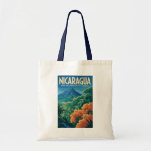 Nicaragua Volcano Illustration Travel Art Vintage Tote Bag