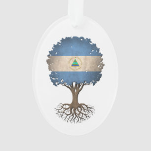 Nicaraguan Flag Tree of Life Customisable Ornament