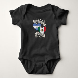 Nicaraguan Mexican Heart Flags Nicaragua Mexico Baby Bodysuit