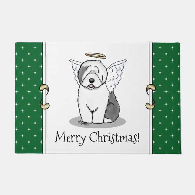 Nice Angel Old English Sheepdog (Grey 1) - Cute Doormat (Front)