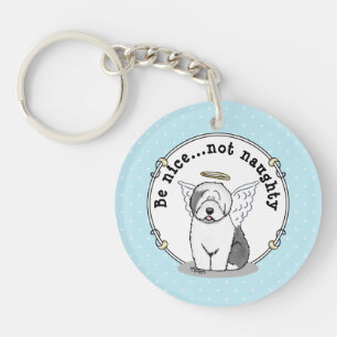 Nice Angel Old English Sheepdog (Grey 1) - Cute Key Ring