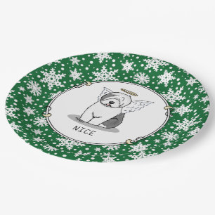 Nice Angel Old English Sheepdog (Grey 1) - Cute Paper Plate