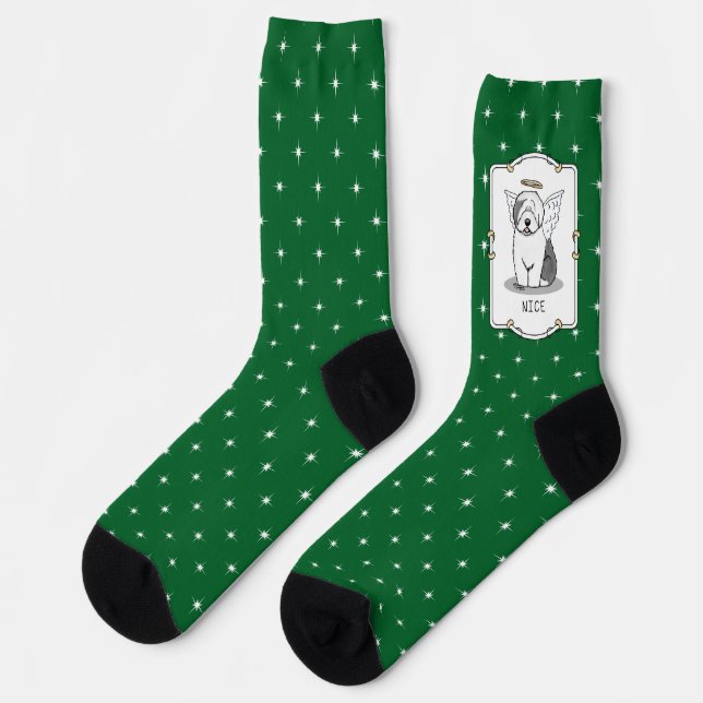 Nice Angel Old English Sheepdog (Grey 1) - Cute Socks (Left)