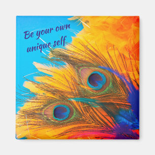 Nice Aqua Blue Elegant Peacock Feather Magnet