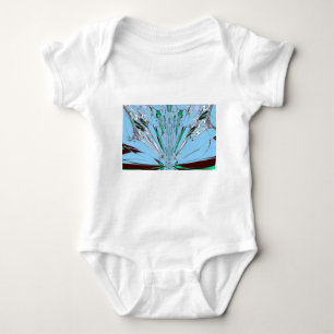 Nice Beautiful Aqua Blue Amazing Floral Motif Art Baby Bodysuit