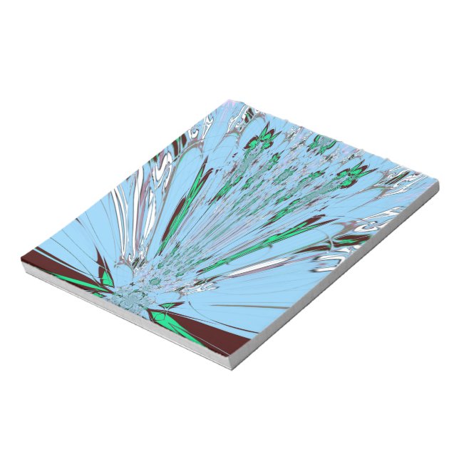Nice Beautiful Aqua Blue Amazing Floral Motif Art Notepad (Rotated)