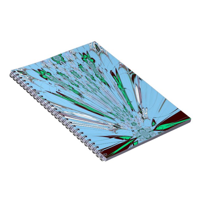 Nice Beautiful Aqua Blue Amazing Floral Motif Art Spiral Notebook (Right Side)