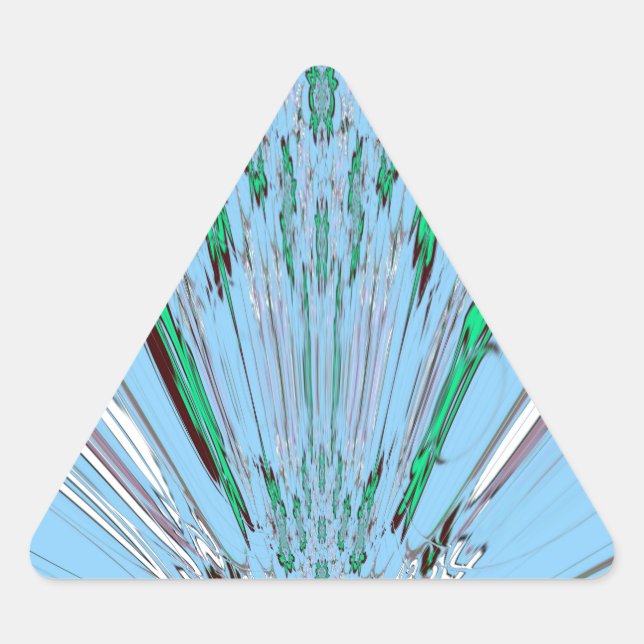 Nice Beautiful Aqua Blue Amazing Floral Motif Art Triangle Sticker (Front)