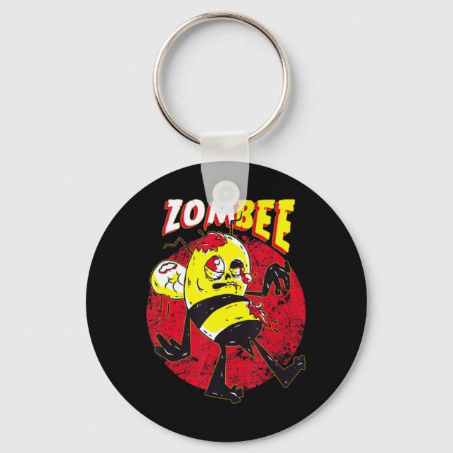Nice Beekeeping Zombie Honeybee Zombee Beekeeper’s Key Ring (Front)