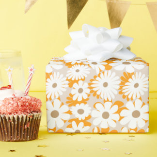 Nice big white flowers in pattern wrapping paper