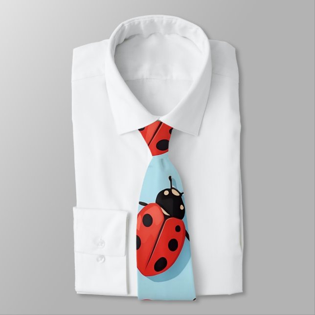 Nice Blue and Red Ladybugs Pattern Tie (Tied)