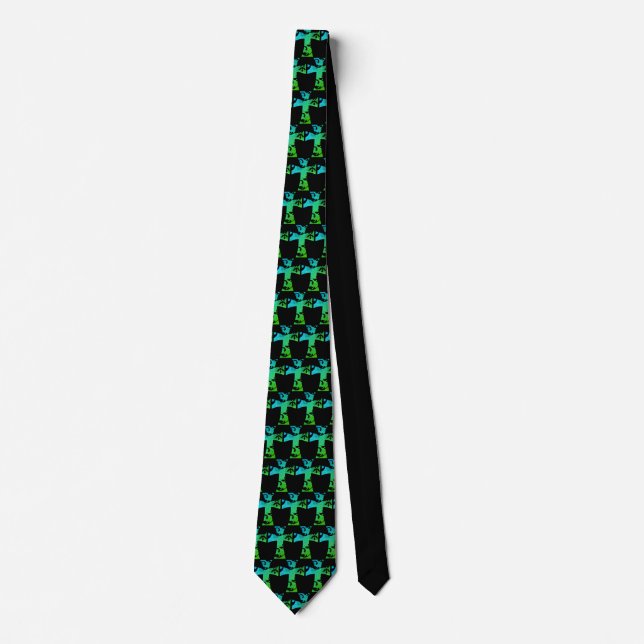 nice blue green flourish CROSS pattern | Tie (Front)