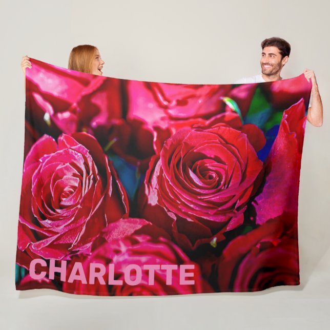 Nice Bunch Of Red Roses Fleece Blanket (In Situ)