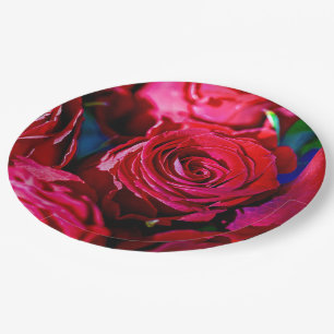Nice Bunch Of Red Roses Paper Plate