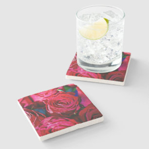 Nice Bunch Of Red Roses Stone Coaster
